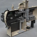 Main components of a vacuum furnace showing heating elements and insulation.