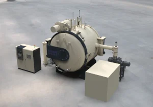 SIMUWU RVS series vacuum sintering furnace for silicon carbide ceramics featuring a square heating chamber and graphite heating elements.