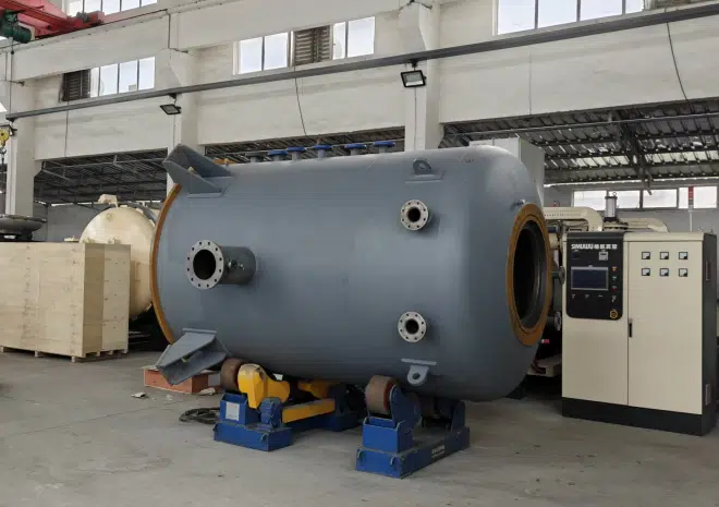Vacuum furnace body undergoing welding and structural assembly to ensure high-vacuum integrity and pressure resistance