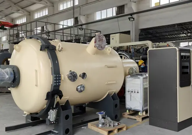 SIMUWU horizontal vacuum gas quenching furnace with automated PLC control for consistent industrial heat treatment