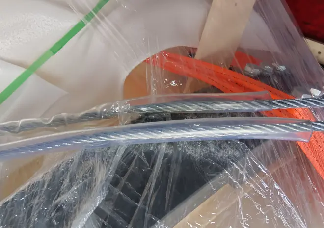 Internal wiring and tubing sheathed in flame-retardant flexible tubing to prevent friction and surface scratches