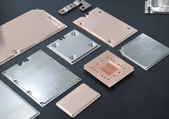 Copper vapor chamber plates subjected to vacuum annealing to relieve residual stress and ensure clean surface conditions.